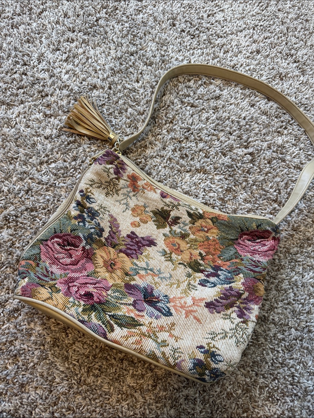 Toni Floral Tapestry Shoulder Bag Cottagecore Tassel Purse
